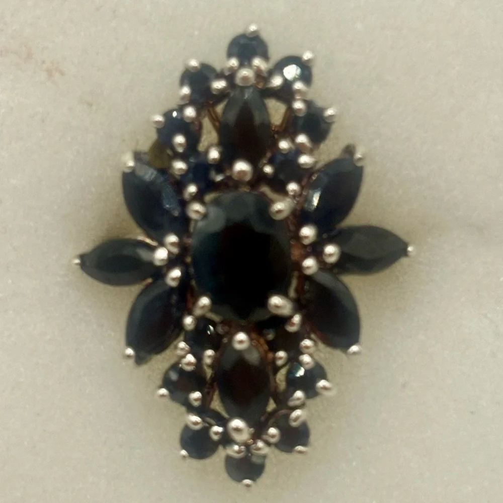 Sterling Silver 925 Sapphire Blue Cluster Ring NWOT - Picture 3 of 9
